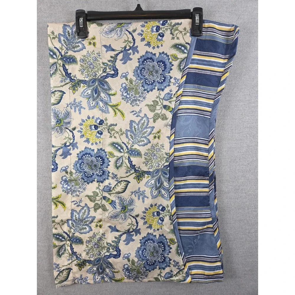 Waverly Imperial Dress Jacobean Floral Valance Set Scallop Blue Yellow 18x50
